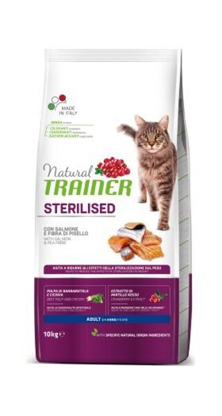 NATURAL TRAINER STERILISED ADULT SALMON&PEA 10KG
