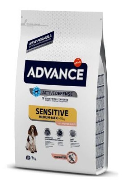 ADVANCE DOG SENSITIVE SALMON & RICE 3,0KG - JUTĪGIEM SUŅIEM (LASIS UN RĪSI)