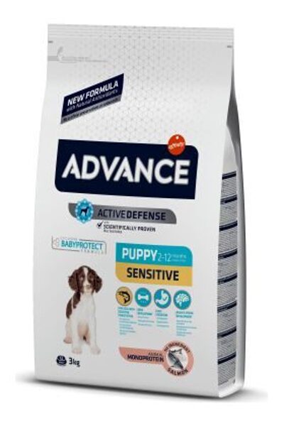 ADVANCE DOG PUPPY SENSITIVE 12,0KG - JUTĪGIEM KUCĒNIEM (LASIS UN RĪSI)