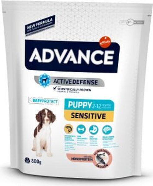 ADVANCE DOG PUPPY SENSITIVE 0,800KG - JUTĪGIEM KUCĒNIEM (LASIS UN RĪSI)