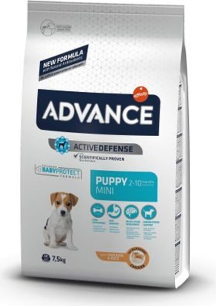 ADVANCE DOG PUPPY MINI 7.5KG - MAZO ŠĶIRŅU KUCĒNIEM (VISTA UN RĪSI)