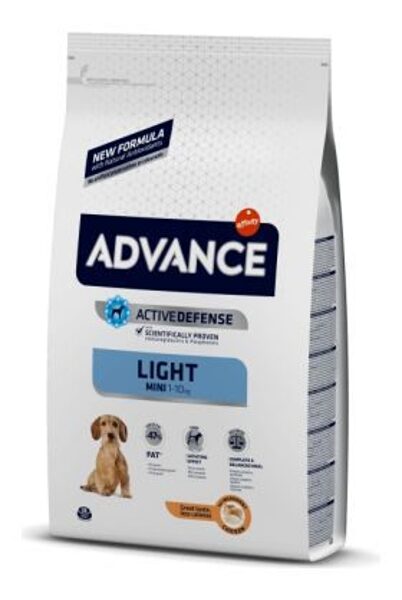 ADVANCE DOG MINI LIGHT 7,5KG - MAZO ŠĶIRŅU SUŅIEM AR LIEKO SVARU (VISTA UN RĪSI)