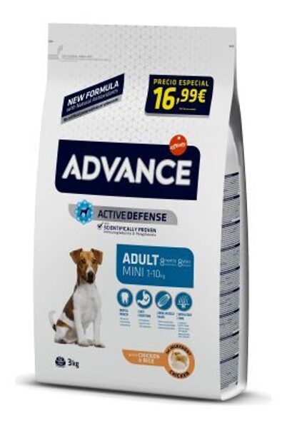 ADVANCE DOG MINI ADULT 3,0KG - MAZO ŠĶIRŅU SUŅIEM (VISTA UN RĪSI)