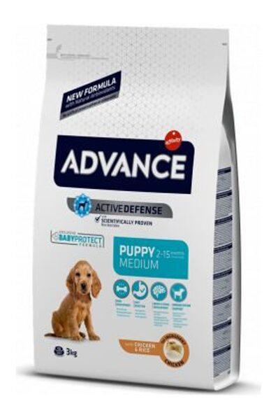 ADVANCE DOG PUPPY MEDIUM 3,0KG - VIDĒJO ŠĶIRŅU KUCĒNIEM (VISTA AR RISIEM)