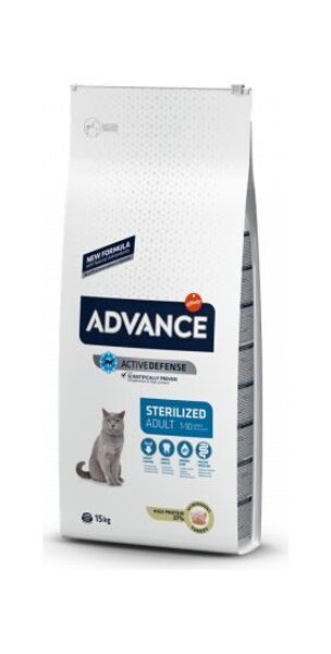 ADVANCE CAT STERILIZED TURKEY 15,0KG - STERILIZĒTIEM KAĶIEM (TĪTARS UN MIEŽI)
