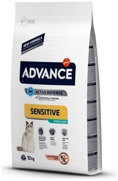 ADVANCE CAT STERILIZED SENSITIVE 10.0KG - STERILIZĒTIEM KAĶIEM (LASIS UN RĪSI)
