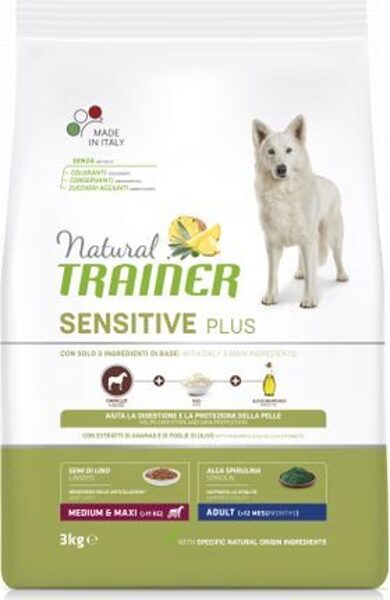 NATURAL TRAINER DOG SENSITIVE ADULT MEDIUM/MAXI HORSE 3 KG