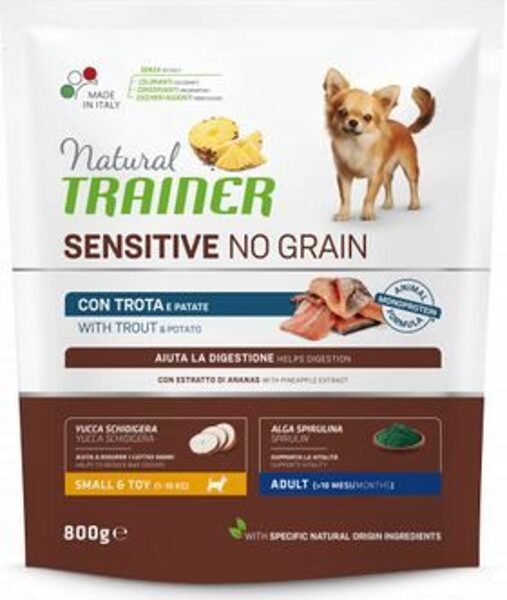 NATURAL TRAINER DOG SENSITIVE NO GRAIN ADULT MINI TROUT 800 G