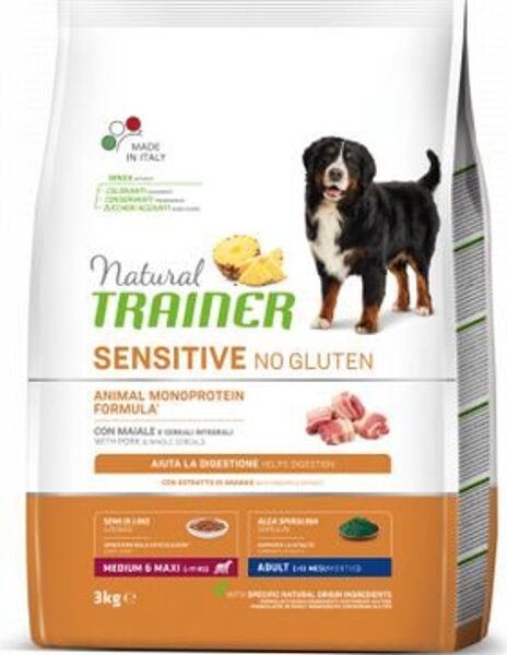 NATURAL TRAINER DOG SENSITIVE NO GLUTEN ADULT MEDIUM/MAXI PORK 12kg