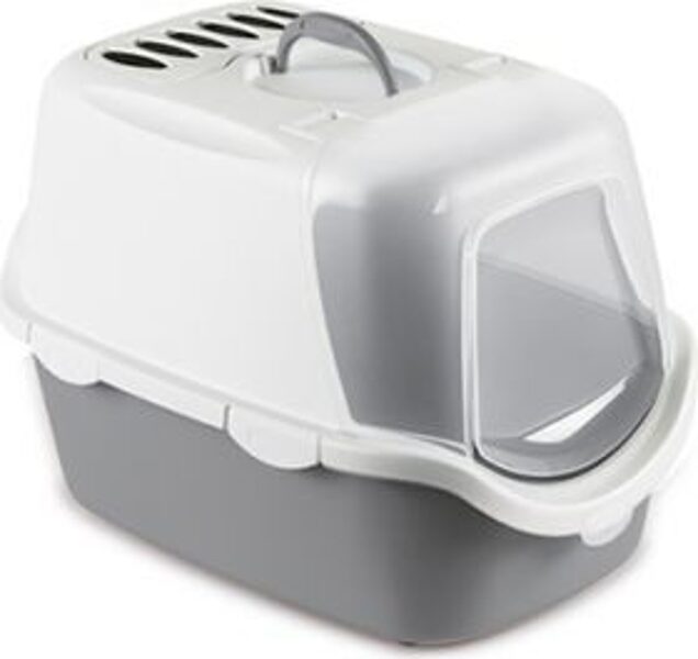 Stefanplast Kaķu tualete CATHY Easy Clean ar vāku (balts/pelēks) 56x40x40 cm