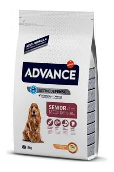 ADVANCE DOG MEDIUM SENIOR 3.0KG - VIDĒJO ŠĶIRŅU VECAĶIEM SUŅIEM (VISTA AR RISIEM)