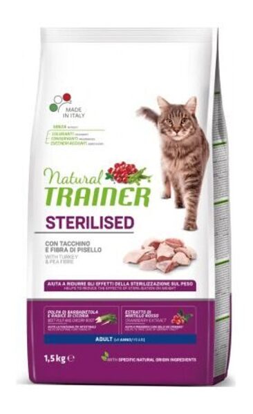 NATURAL TRAINER CAT ADULT STERILISED TURKEY 1,5 KG