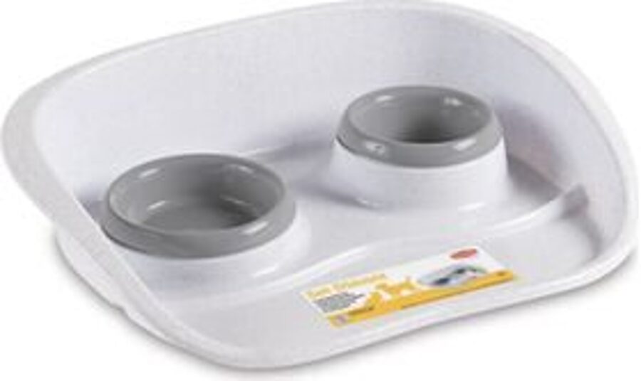 Stefanplast SET DINNER neslīdoša paplāte ar bļodām (pelēks/balts)