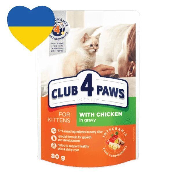 Club 4 Paws – konservi kaķēniem ar vistu mērcē 80 g