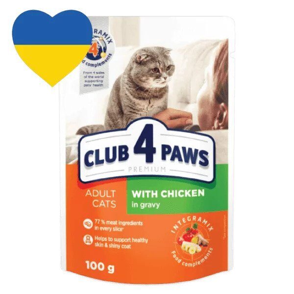 Club 4 Paws – konservi kaķiem ar vistu mērcē 100 g