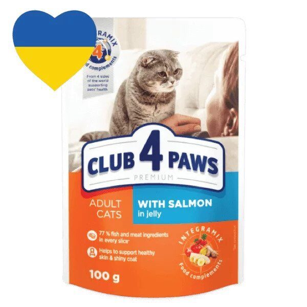 Club 4 Paws – konservi kaķiem ar lasi želejā 100 g