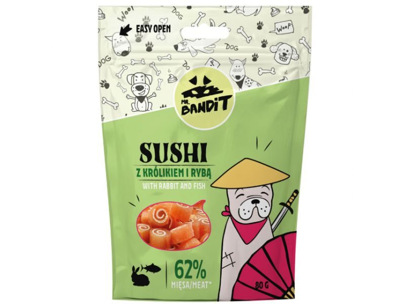 MR.BANDIT SUSHI RABBIT/FISH /SUŠI ROLLI TRUSIS/ZIVS 80G