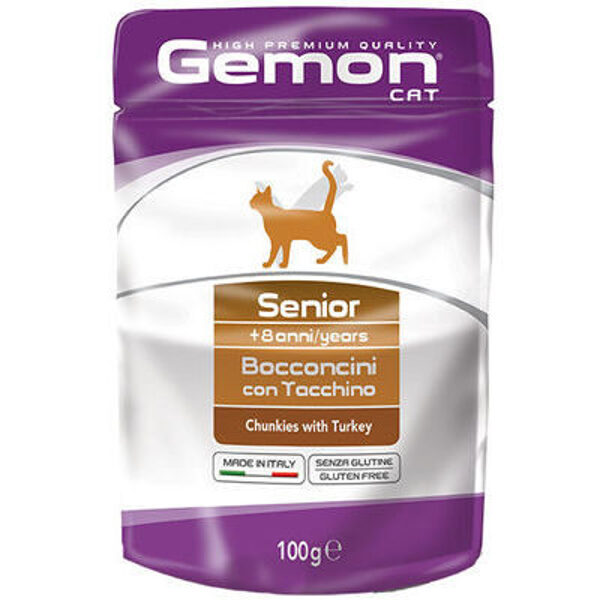 GEMON Wet Cat pouch Senior with turkey 100 g