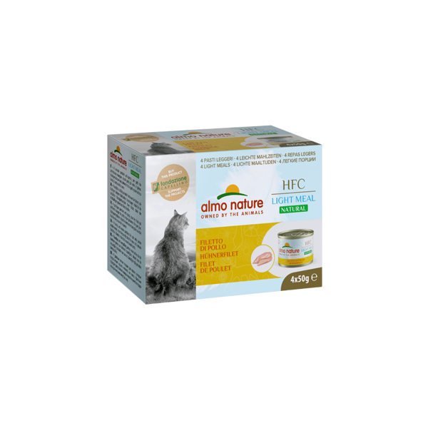 Almo Nature HFC NATURAL LIGHT MEAL MEGA PACK vistas fileja, 4x50g