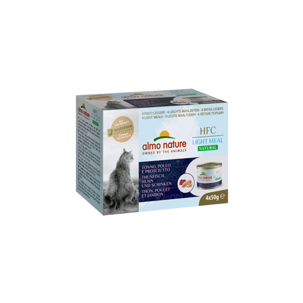 Almo Nature HFC NATURAL LIGHT MEAL MEGA PACK tuncis, vista un šķinķis, 4x50g