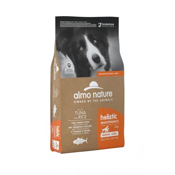 Almo Nature HOLISTIC MAINTENANCE ar tunci un rīsiem, M/L izmēra suņiem 12kg