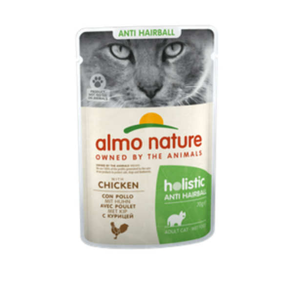 Almo Nature HOLISTIC ANTI HAIRBALL ar vistu, 70gx6