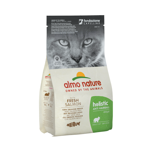 Almo Nature HOLISTIC FUNCTIONAL WITH FRESH MEAT CAT 400g Anti-Hairball - Salmon/Gara spalva - Lasis