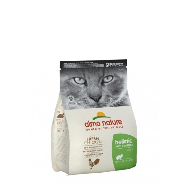 Almo Nature HOLISTIC FUNCTIONAL WITH FRESH MEAT CAT 2kg Anti-Hairball - Chicken/Pret spalvu velšanos kuņģī - Vista