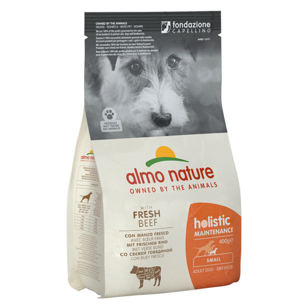 Almo Nature HOLISTIC WITH FRESH MEAT ar liellopu, xs/s izmēra suņiem, 400g