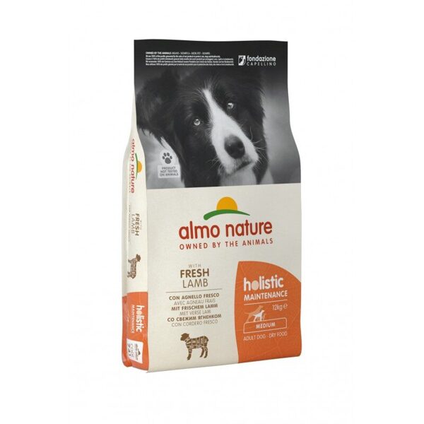 Almo Nature HOLISTIC WITH FRESH MEAT DOG 12kg Maintenance - M Lamb/Jēra gaļa