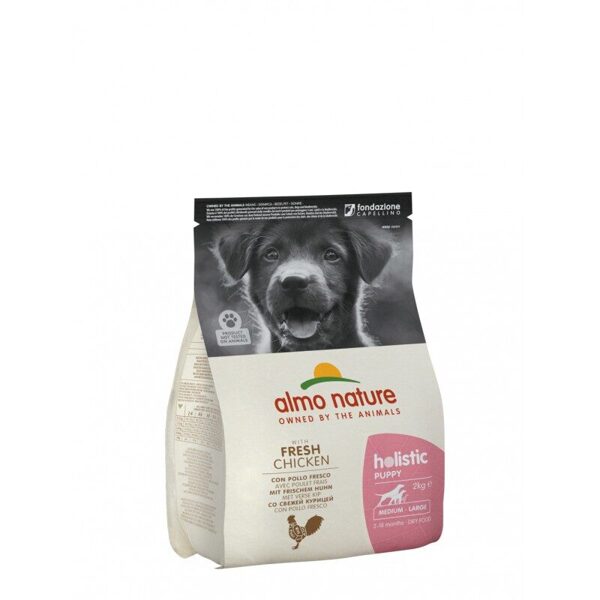 Almo Nature HOLISTIC WITH FRESH MEAT DOG 2kg Puppy M/L Chicken/Kucēniem/Vista