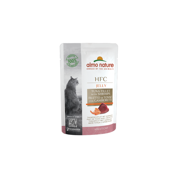 Almo Nature HFC JELLY tuncis un garneles želejā, 55gx6
