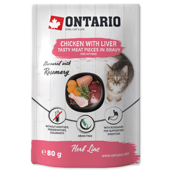 Ontario Kitten Herb line pouches - Chicken with Liver, Potatoes, Rice, Rosemary 80g