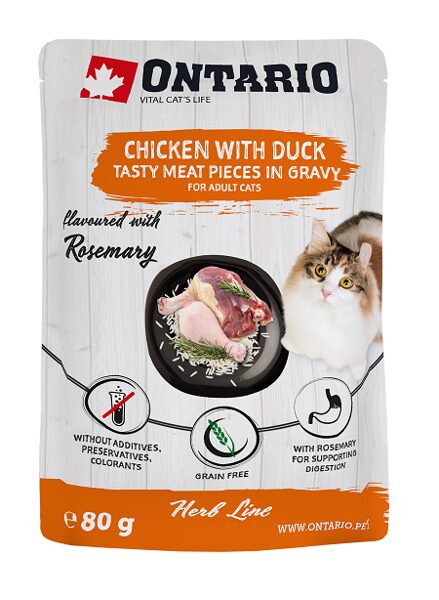 Ontario Cat Herb line pouches - Chicken with Duck, Rice and Rosemary 80g
