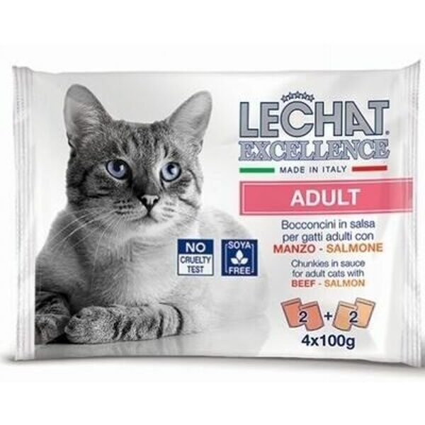 LECHAT Excellence pouches ADULT beef/salmon 4x100 g