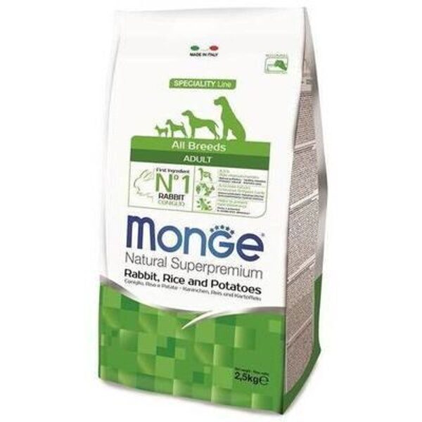 MONGE ALL BREEDS Adult Rabbit, Rice and Potatoes 2,5 kg