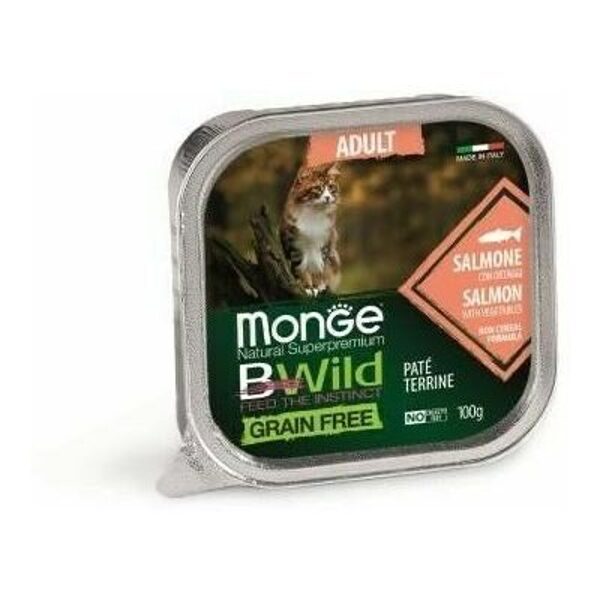 MONGE BWILD Cat ADULT Salmom with vegetable 100 g