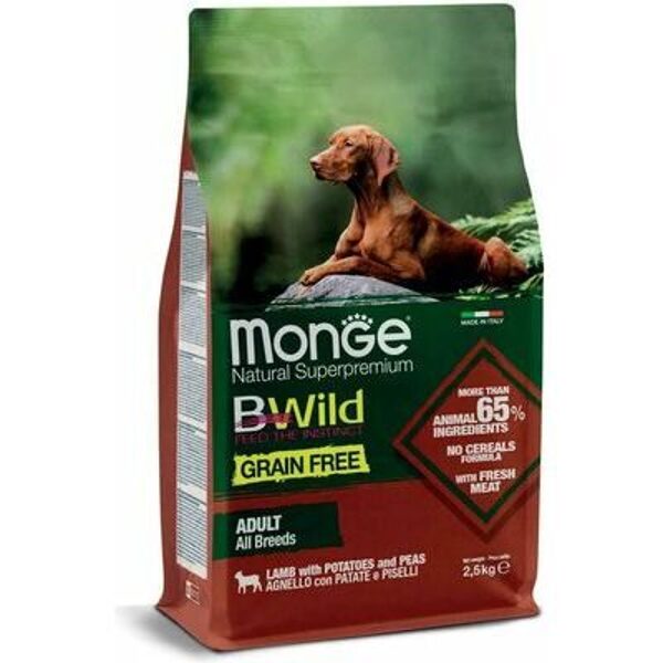 MONGE BWILD GF Adult Lamb with Potatoes and Peas 2,5 kg