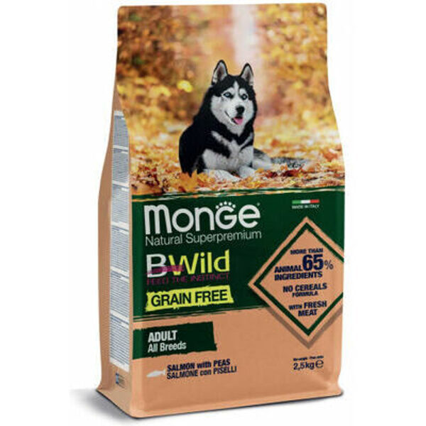 MONGE BWILD GF Adult Salmon with Peas 2,5 kg