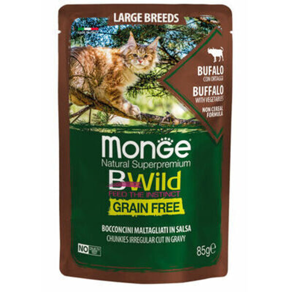 MONGE BWILD pouches Cat Large Breed buffalo with vegetables 85 g