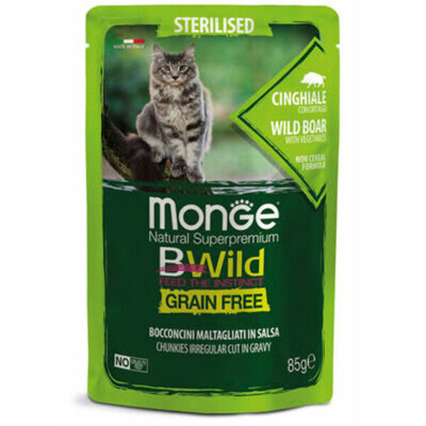 MONGE BWILD pouches Cat Sterilised Wild Boar with vegetable 85 g