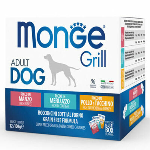 Monge Grill Multipacks Beef, Cod, Chicken and Turkey 12x100 g