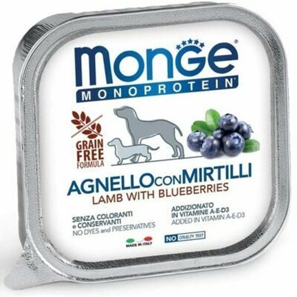 Monge Monoproteinic Fruits Pate lamb with blueberries 150 g