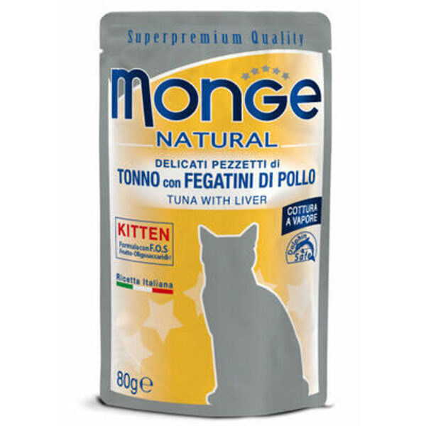 Monge Natural pouches Kitten Tuna in Jelly with Chicken Livers 80 g