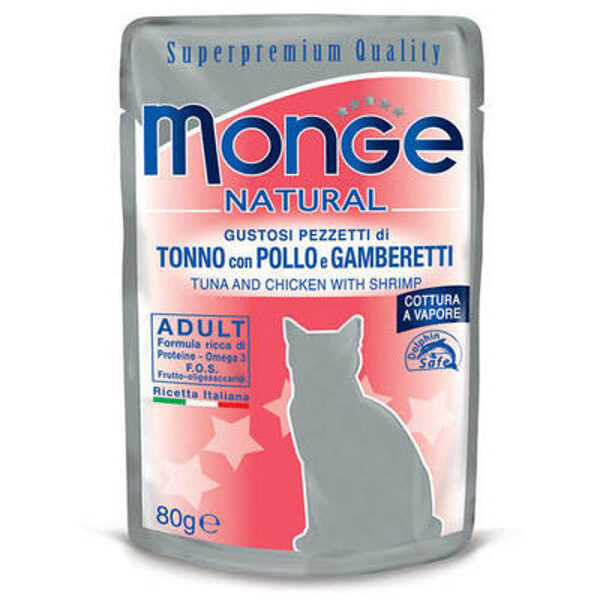 Monge Natural pouches Tuna in Jelly with Chicken and Shrimp 80 g