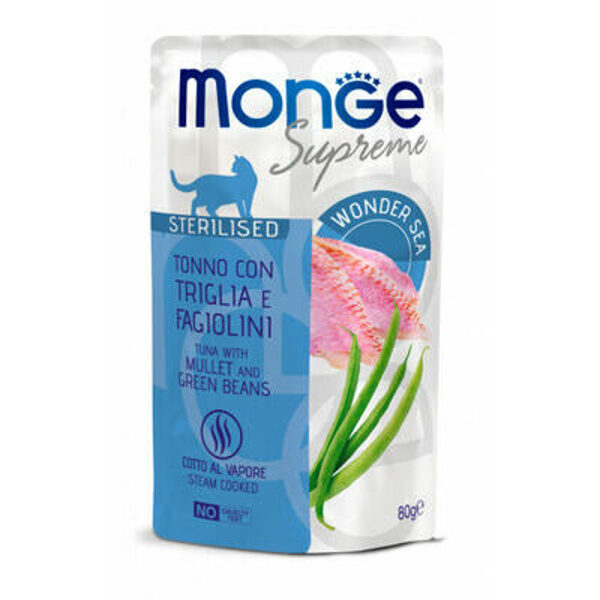 Monge Supreme pouches Tuna with mullet&green beans Sterilised 80 g