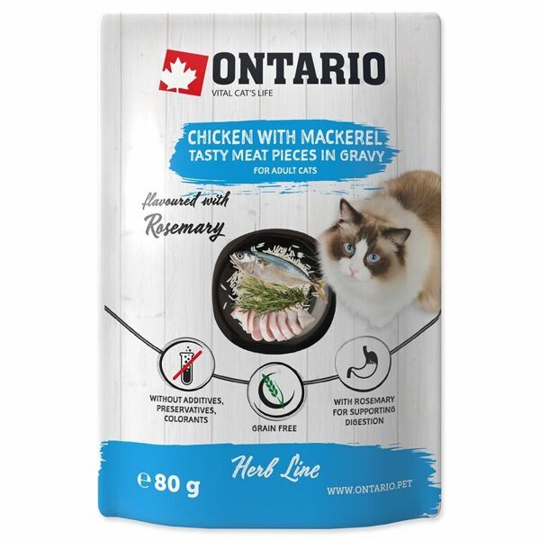 Ontario Cat Herb line pouches - Chicken with Mackerel, Rice and Rosemary 80g